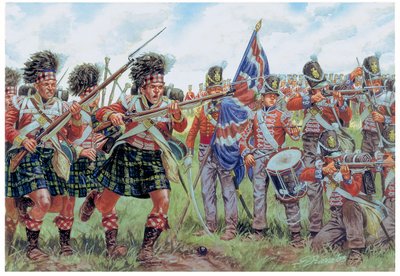 Napoleonské války: skotští a britští vojáci v bitvě u Waterloo 18. června 1815 Ilustrace Giuseppe Rava od Giuseppe Rava