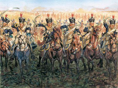 Napoleonské války: anglická kavalerie útočí Ilustrace Giuseppe Rava od Giuseppe Rava