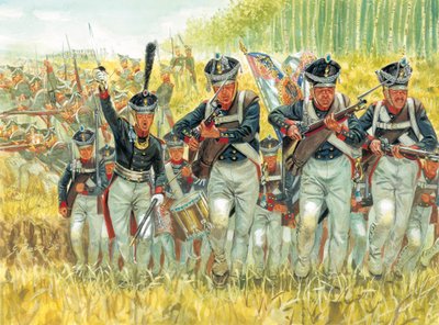 Ruská kampaň: Francouzská invaze do Ruska: ruská císařská pěchota proti velké armádě Napoleona I. (1769-1821) v roce 1812. od Giuseppe Rava