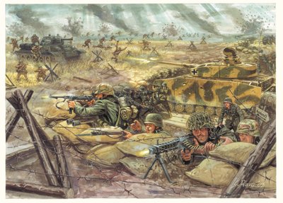 Druhá světová válka: Bitva u Kurska v roce 1943 mezi německými a sovětskými vojsky - Druhá světová válka: Bitva u Kurska v roce 1943 mezi německými a sovětskými silami - Ilustrace Giuseppe Rava od Giuseppe Rava