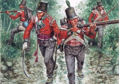 Vojáci britské pěchoty na hlídce kolem roku 1810 - (Soldiers from the British Infantry od Giuseppe Rava