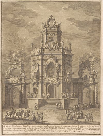 Seconda Macchina pro Čínu z roku 1776: Palác s lodžií pro losování od Giuseppe Vasi, after Giuseppe Palazzi