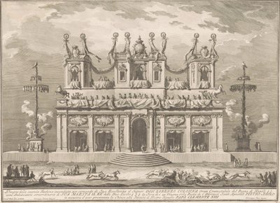 Seconda Macchina pro Čínu z roku 1765: Zdobená budova s Cockaigne Poláky od Giuseppe Vasi, after Giuseppe Palazzi, after Paolo Posi