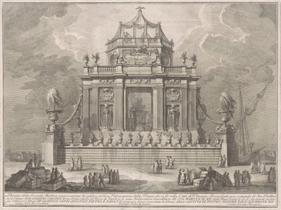 Seconda Macchina pro Čínu z roku 1773: Příprava Theriaka v Benátkách od Giuseppe Vasi, after Giuseppe Palazzi, after Paolo Posi