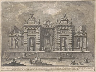 Seconda Macchina pro Čínu z roku 1774: Vila s antickými památkami a hrou „Giostra“ od Giuseppe Vasi, after Giuseppe Palazzi, after Paolo Posi