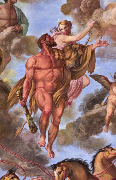 Detail představující Artemis, Apoteózu Herkula od Giuseppe Velasco