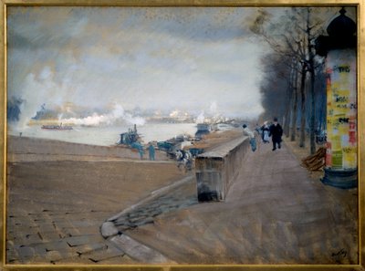 La Seine v Paříži. Obraz Giuseppe Nittis (1846-1884) od Giuseppe or Joseph de Nittis