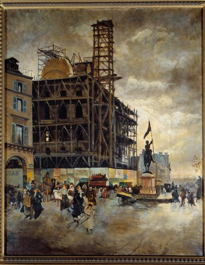 Place de pyramides stavba marsanského pavilonu (Paříž) v roce 1880. Obraz Guiseppe Nittis (1846-1884) Ec. Ital od Giuseppe or Joseph de Nittis