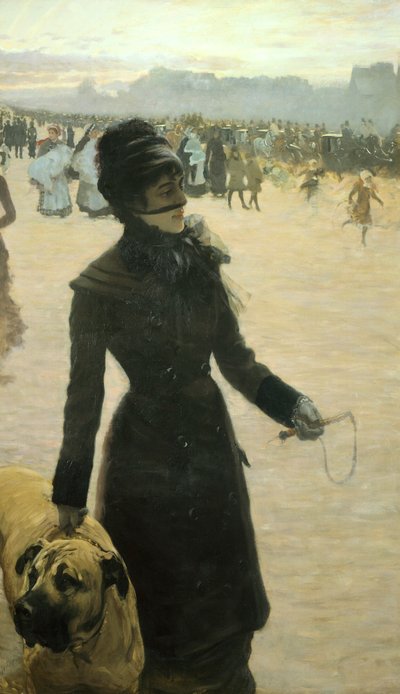 Vracející se z Boulogneského lesa, Dáma se psem od Giuseppe or Joseph de Nittis