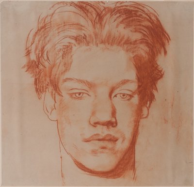 Hlava mladého muže (červená křída) od Glyn Warren Philpot