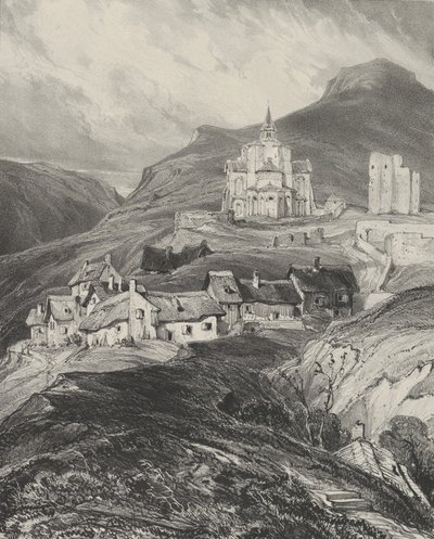 Vnější apsida kostela Saint-Nectaire, 1831. od Godefroy Engelmann