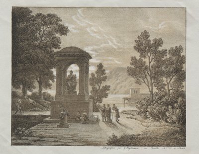 Book of Lithograph Trials s použitím různých prostředků kresby, jako je pastelka, pero, štětec a lazura: Krajina od Godefroy Engelmann