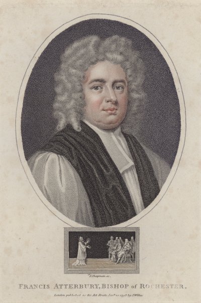 Francis Atterbury, biskup z Rochesteru (barevná rytina) od Godfrey (after) Kneller