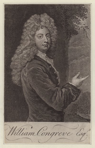 William Congreve , anglický dramatik (rytina) od Godfrey (after) Kneller