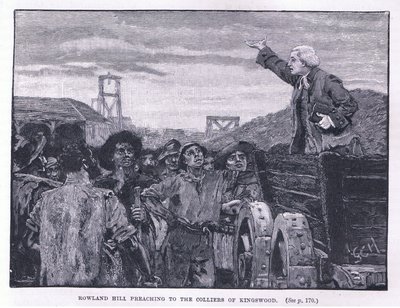 Rowland Hill káže havířům v Kingswoodu od Godfrey C. Hindley