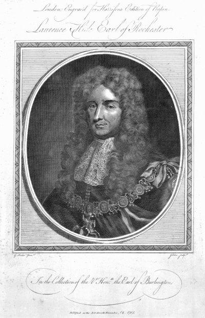 Laurence Hyde, 1. hrabě z Rochesteru, vyryl John Goldar, 1785 od Godfrey Kneller
