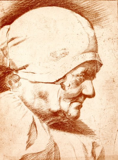 Hlava staré ženy od Godfried Schalcken