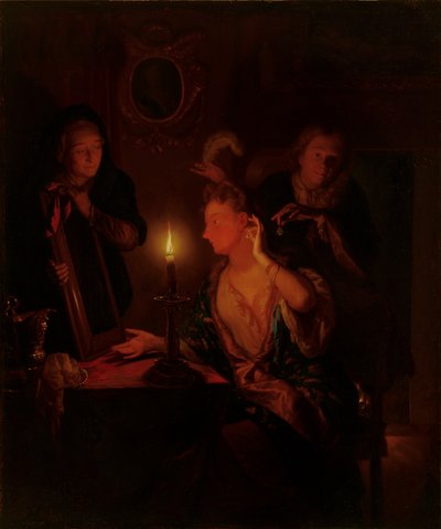 Dáma v zrcadle při svíčkách od Godfried Schalcken