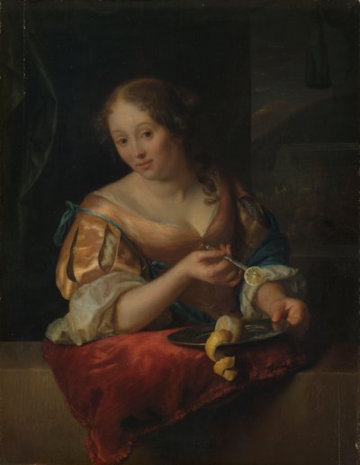 Mladá žena s citronem od Godfried Schalcken