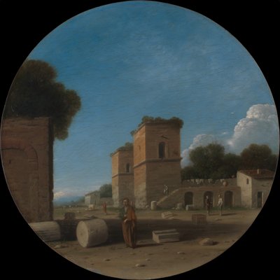 Římská krajina s postavami, pravděpodobně 30. léta 17. století. od Goffredo Wals