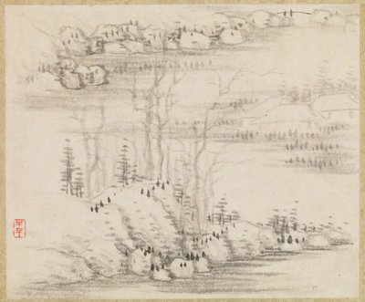 Krajina a stromy, ca. 1679. od Gong Xian