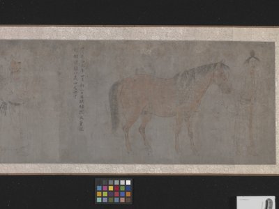 Five Tribute Horses (inkoust a barva na papíře) od Gonglin Li