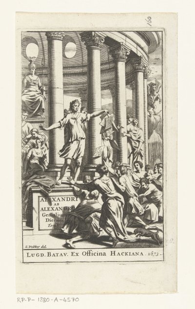 Titelpagina voor Alexander ab Alexander, Genialium dierum, deel 2, 1673 od Gonsales Appelmans (attributed to)