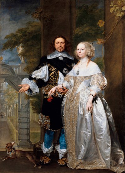 "Portrét manželského páru v parku" (Portrét manželského páru v parku) Malba Gonzales Coques (Cockes, Cocs) (1614/18-1684) 1662 - Olej na plátně Rozměr 239x174 cm Staatliche Museen, Berlín od Gonzales Coques