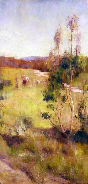 Gum Trees and Cattle (olej na plátně) od Gordon Coutts