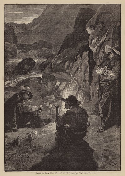 Kolem táborového ohně (litografie) od Gordon Frederick (after) Browne