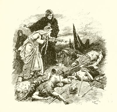 Královna Edith našla tělo Harolda po bitvě u Hastingsu od Gordon Frederick Browne
