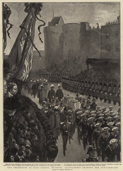 Průvod v High Street, Windsor, Bluejackets kreslící povoz zbraní od Gordon Frederick Browne