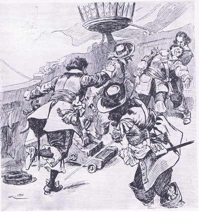Smrt von Trompa 31. července 1653, ilustrace z britských bitev na souši a na moři, 1915 od Gordon Frederick Browne