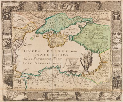 Mapa Černého moře a Krymu, c. 1740. od Gottfried Jacob Haupt