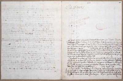 První strana dopisu, který Leibniz napsal při svém přijetí do Academie des Sciences v Paříži, 8. února 1700. od Gottfried Wilhelm Leibniz
