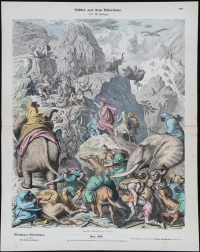 Hannibal překračuje Alpy z Münchener Bilderbogen od Gottlob Heinrich Leutemann