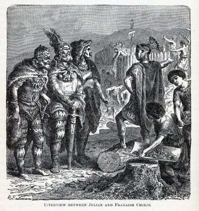 Rozhovor mezi Julianem a Frankish Chiefs, 1882 od Gottlob Heinrich Leutemann