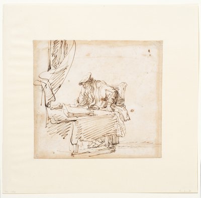 Učenec sedící u stolu, na němž leží velká kniha. od Govaert (attr. to) Flinck