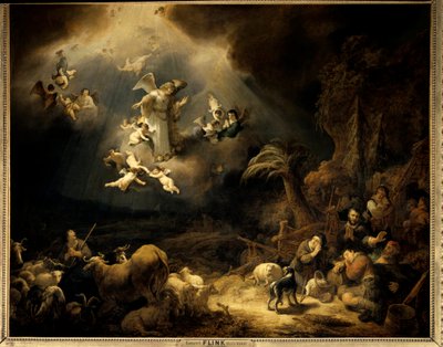 Oznámení pastýřům Obraz Govaerta Flinka (1615-1660) (ec.flam.) 1639 Ne. 1,6x1,96 m Paříž, Musee du Louvre. od Govaert Flinck