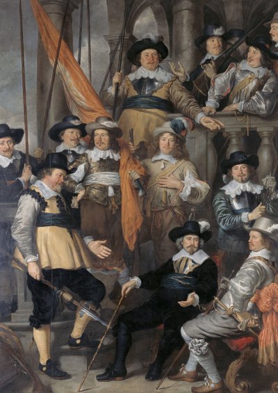 Nizozemsky: Schutters van Wijk XVIII pod velením kapitána Alberta Basa a poručíka Lucase Conijna Rota kapitána Alberta Basa a poručíka Lucase Conijna od Govert Flinck
