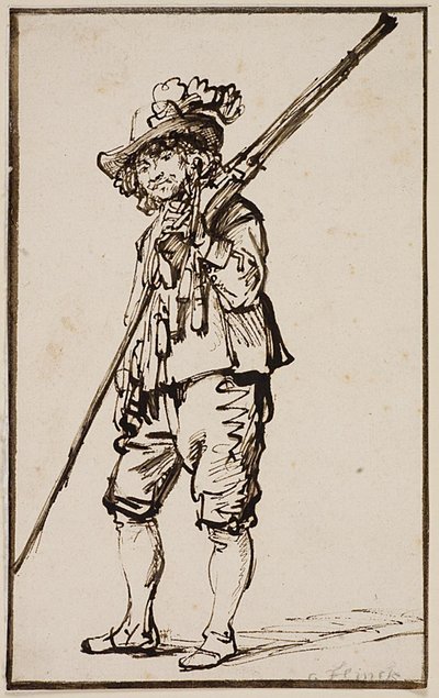 Stojící voják s mušketou přes rameno od Govert Flinck