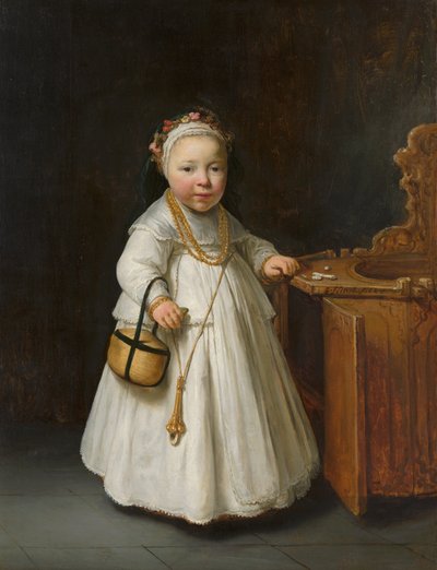 Dívka u vysoké židle od Govert Flinck