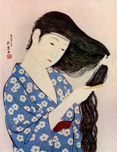 Japonka česající si vlasy, 1920 1930. od Goyo Hashiguchi