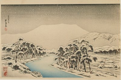 Mount Ibuki ve sněhu, éra Taisho, leden 1920 (barevný dřevořez) od Goyo Hashiguchi