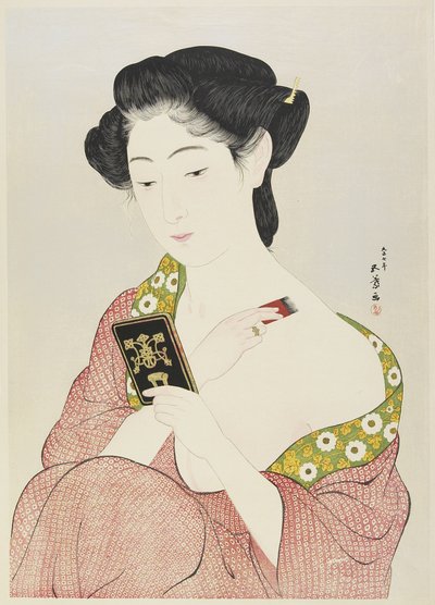Žena nanášející make-up, 1918 od Goyo Hashiguchi