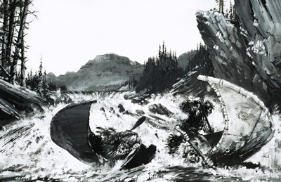 Alexander Mackenzie začíná svou výpravu za cestou napříč Kanadou sjížděním řeky, při kterém se mu ježí vlasy. od Graham Coton