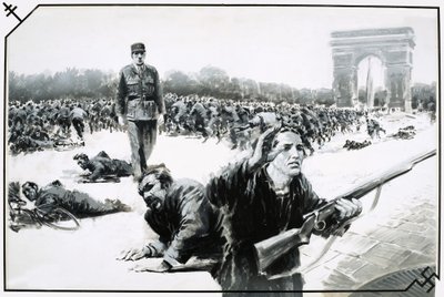 Charles de Gaulle na vítězné procházce po Champs Elysées během osvobození Paříže. od Graham Coton