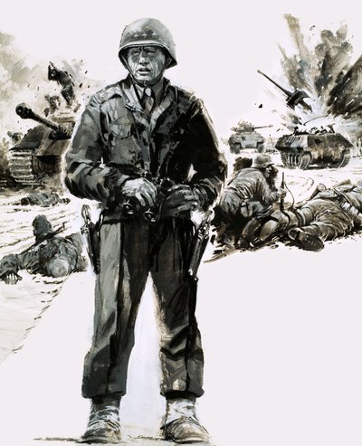 Generál George C. Patton (kvaš na papíře) od Graham Coton