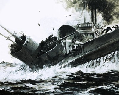 V roce 1930 narazil v Čínských mořích parník Yuta o výtlaku 2 000 tun do boku ponorky Poseidon. od Graham Coton