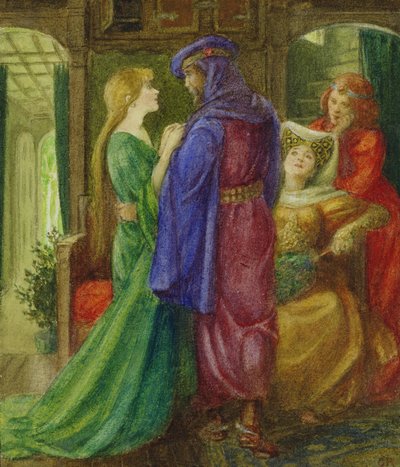 Kráska a zvíře (akvarel s tělovou barvou na papíře) od Graham Robertson